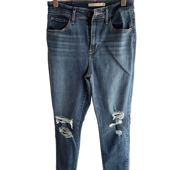 Levi's 721 High Rise Ankle Skinny Distressed Jeans - Size 27 - Picture 3 of 6